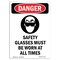 Signmission OSHA Danger Sign, Safety Glasses Must, 10in X 7in Rigid Plastic, 7" W, 10" H, Portrait OS-DS-P-710-V-1557 - alternate 1